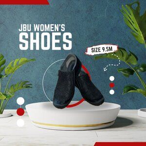 JBU by Jambu Women's 9.5 Crimson Oxford Flat Black Memory Foam Quilted Slip-On